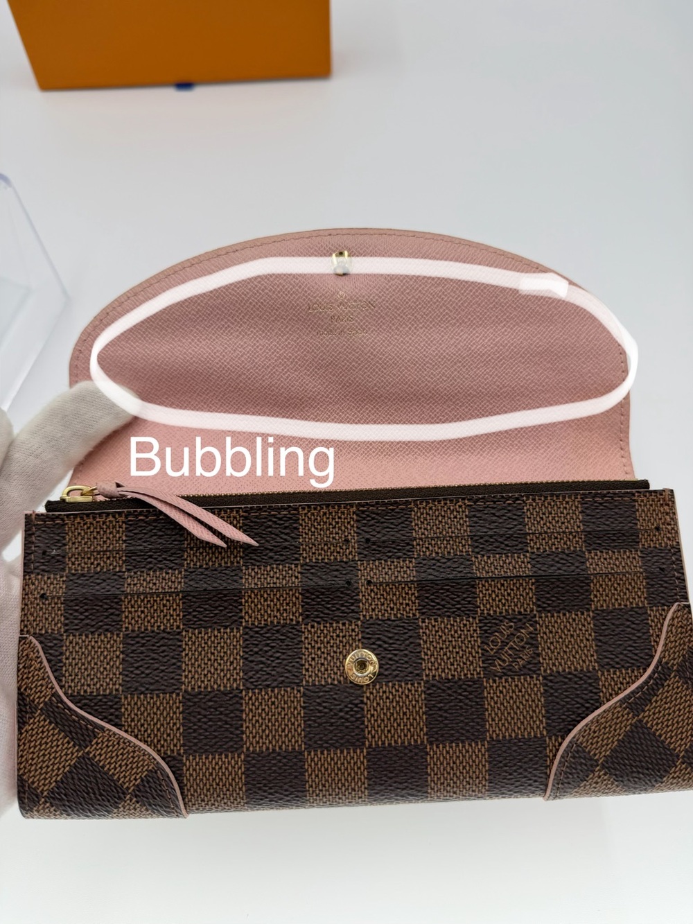 🤎🩷LV Caissa Wallet Damier Ebene and  Pink Full Set Box Dust Bag & Entrupy COA - Picture 13 of 13